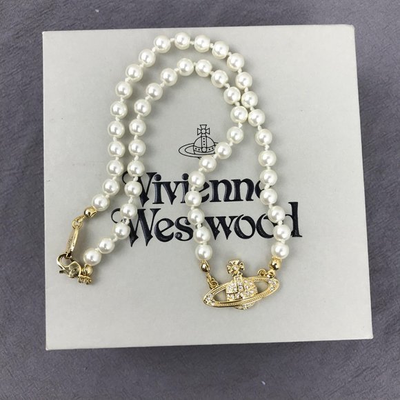 BRAND NEW Vivienne westwood gold Orb Pearl Choker Necklace - Picture 11 of 11